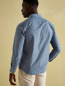 Clearance Joules Abbott Blue Striped Cotton Poplin Shirt BlueStriped