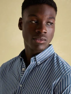 Clearance Joules Abbott Blue Striped Cotton Poplin Shirt BlueStriped