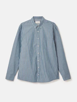 Clearance Joules Abbott Blue Striped Cotton Poplin Shirt BlueStriped