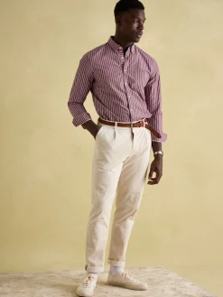 New Joules Abbott Red Striped Cotton Poplin Shirt RedStriped