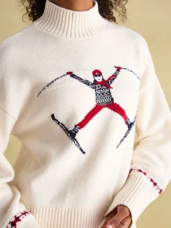 Online Joules Abigail High Neck Intarsia Ski Jumper Cream