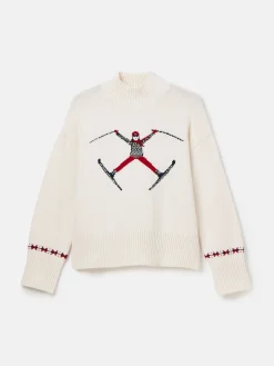 Online Joules Abigail High Neck Intarsia Ski Jumper Cream