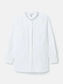 Outlet Joules Adeline Pleated Tuxedo-Style Shirt White