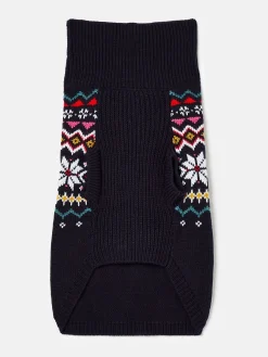 Outlet Joules Alba Knitted Fair Isle Dog Jumper Navy