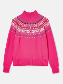 Clearance Joules Alba Fair Isle Jumper Pink
