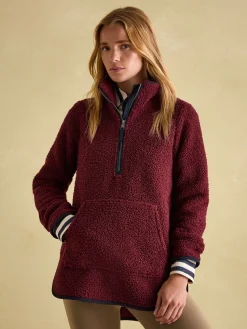 Outlet Joules Aldeburgh Quarter Zip Fleece Burgundy