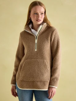 Joules Aldeburgh Tan Brown Quarter Zip Fleece TanBrown
