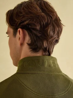 Best Joules Alistair Khaki Green Quarter Zip Cotton Sweatshirt KhakiGreen