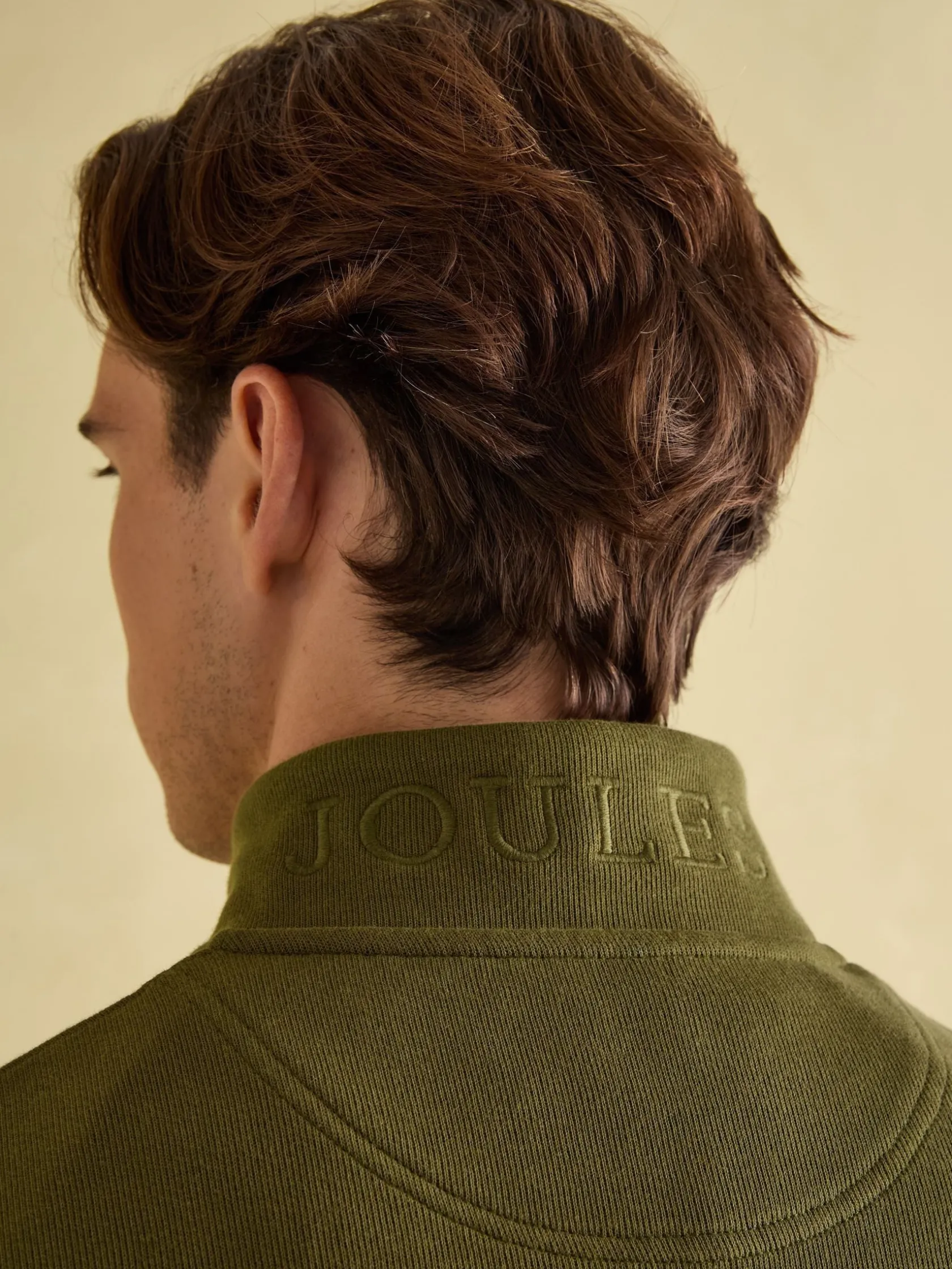 Best Joules Alistair Khaki Green Quarter Zip Cotton Sweatshirt KhakiGreen