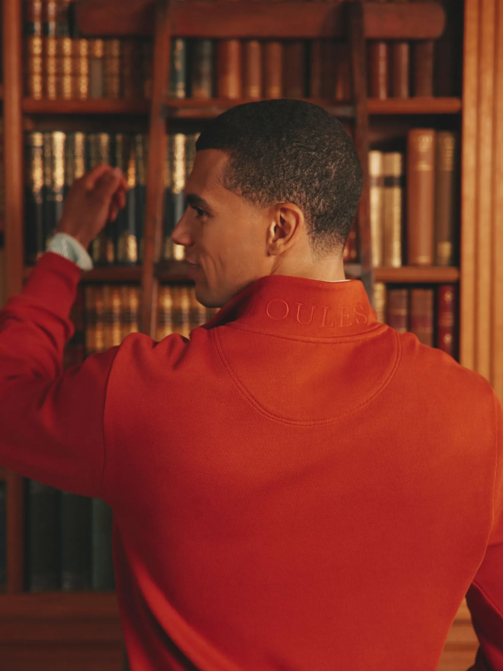 Clearance Joules Alistair Quarter Zip Cotton Sweatshirt Orange