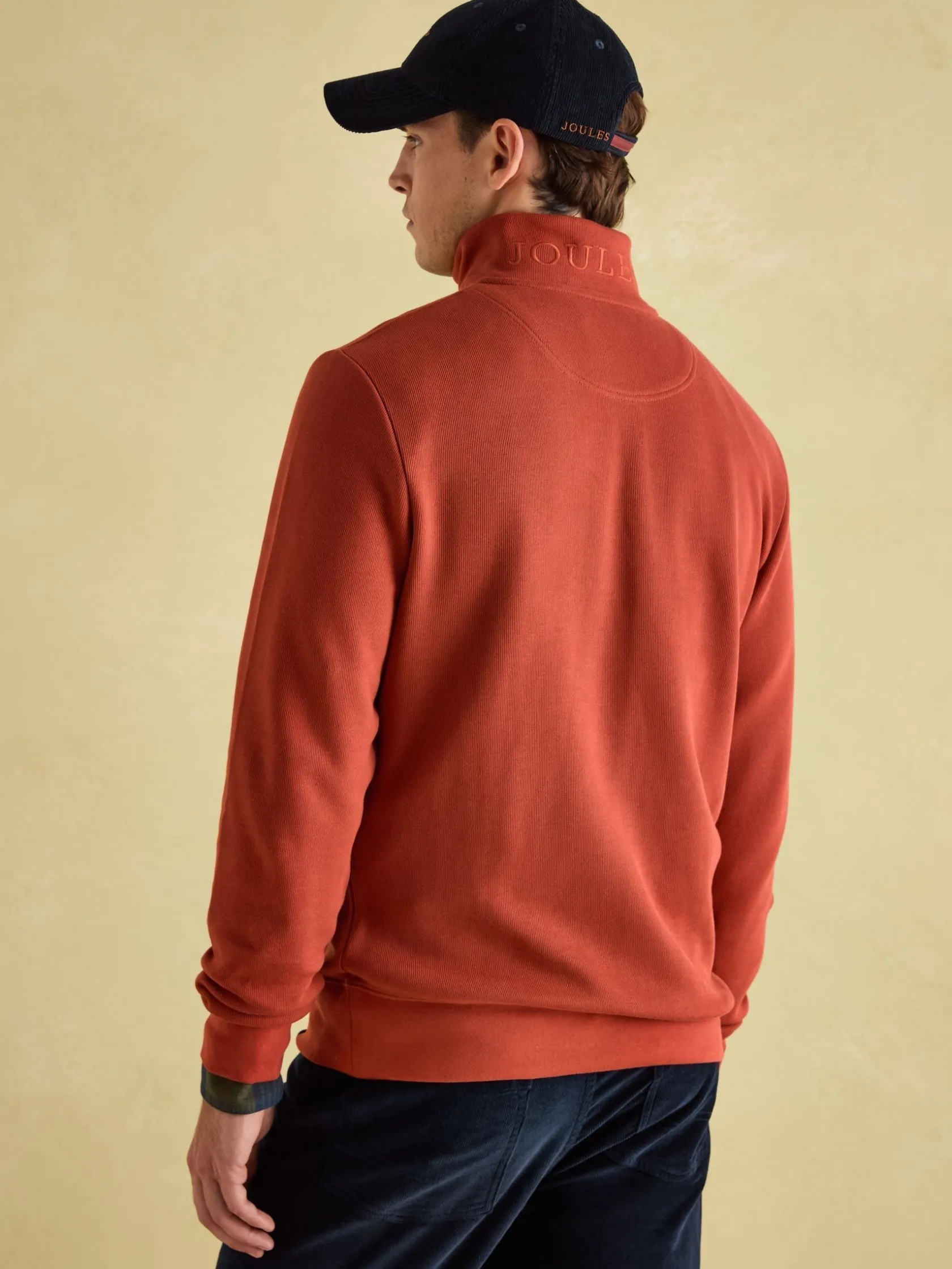 Clearance Joules Alistair Quarter Zip Cotton Sweatshirt Orange