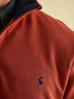 Clearance Joules Alistair Quarter Zip Cotton Sweatshirt Orange