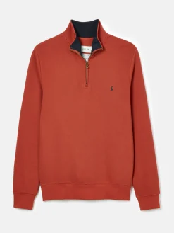 Clearance Joules Alistair Quarter Zip Cotton Sweatshirt Orange