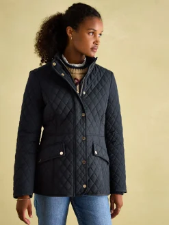 New Joules Allendale Navy Blue Showerproof Diamond Quilted Coat NavyBlue