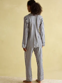 New Joules Alma Navy & White Striped Pyjama Set Navy&WhiteStriped