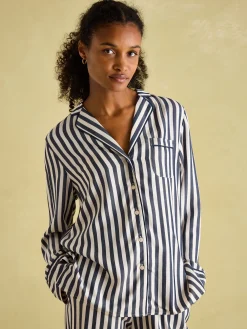 New Joules Alma Navy & White Striped Pyjama Set Navy&WhiteStriped