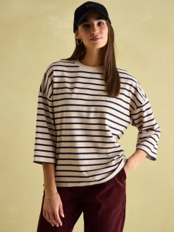 Joules Amelia Top with 3/4 Length Sleeves Oat