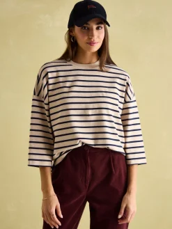 Joules Amelia Top with 3/4 Length Sleeves Oat