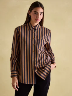 Sale Joules Amilla Navy & Tan Stripe Shirt Navy&Tan