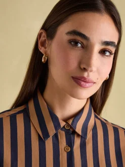 Sale Joules Amilla Navy & Tan Stripe Shirt Navy&Tan