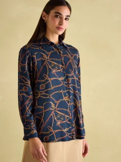 Clearance Joules Amilla Navy Multi Satin Shirt NavyMulti