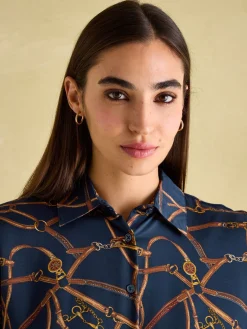 Clearance Joules Amilla Navy Multi Satin Shirt NavyMulti