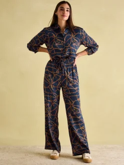 Clearance Joules Amilla Navy Multi Satin Shirt NavyMulti