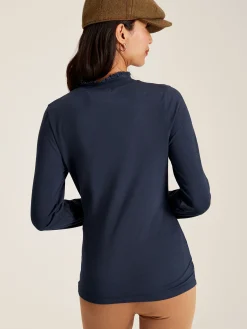 Joules Amy Navy Blue Long Sleeve High Neck Jersey Top NavyBlue