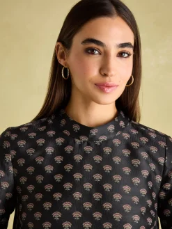 Joules Annalise Jacquard A-Line Dress Black