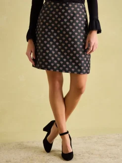 Sale Joules Annalise Jacquard A-Line Skirt Black