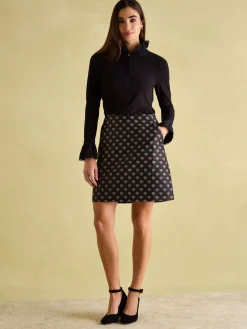 Sale Joules Annalise Jacquard A-Line Skirt Black