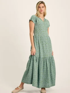 Online Joules Ariana Jersey Tiered Dress Green