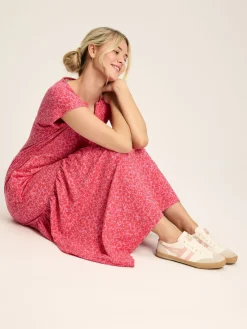 Sale Joules Ariana Jersey Tiered Dress Pink