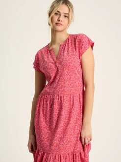 Sale Joules Ariana Jersey Tiered Dress Pink