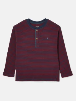 Online Joules Arthur Berry Red & Navy Stripe Henley Top BerryRed&NavyStripe