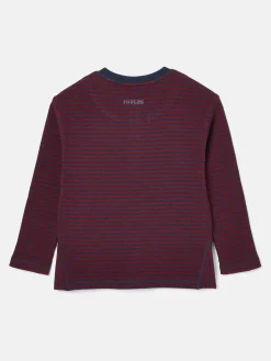 Online Joules Arthur Berry Red & Navy Stripe Henley Top BerryRed&NavyStripe