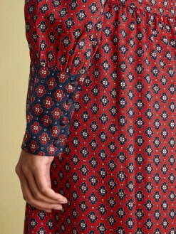 Discount Joules Aster Red and Navy Tie Waist Midi Dress RedandNavy