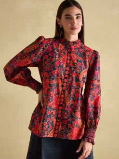 Outlet Joules Auretta Frill Neck Blouse Navy