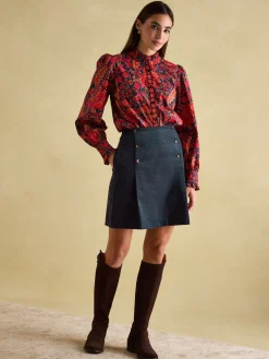 Outlet Joules Auretta Frill Neck Blouse Navy