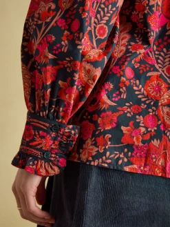 Outlet Joules Auretta Frill Neck Blouse Navy