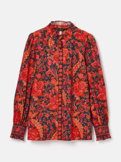 Outlet Joules Auretta Frill Neck Blouse Navy