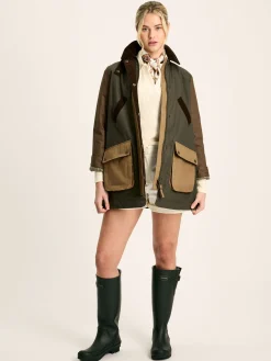 Clearance Joules Banbury Showerproof Dry Wax Coat Brown/Khaki