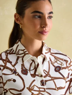 Hot Joules Barbury Cream Bridle Print Polo Shirt CreamBridlePrint