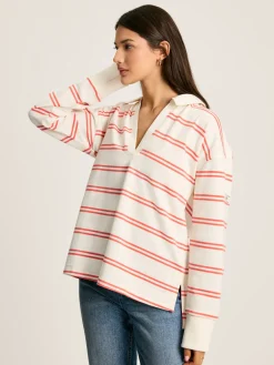 Hot Joules Bayside Cotton Deck Shirt Coral/White