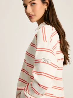 Hot Joules Bayside Cotton Deck Shirt Coral/White