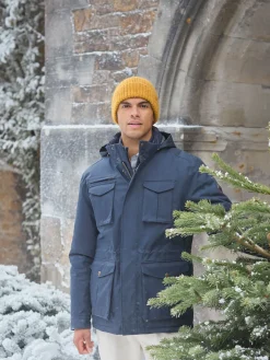 Hot Joules Beckett Waterproof Field Coat With Packable Hood Navy