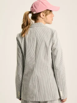 Sale Joules Belmont Seersucker Boating Blazer Cream/Navy