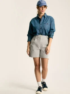 Joules Belmont Navy & White Seersucker Striped Shorts Navy&White