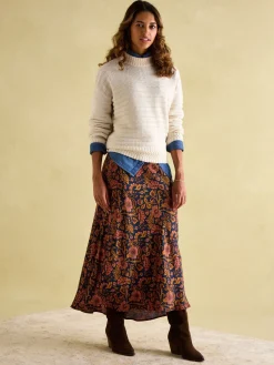 Hot Joules Bernie Crew Neck Textured Jumper Contains Merino Wool Cream