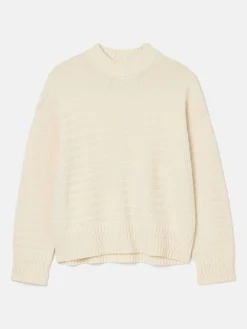 Hot Joules Bernie Crew Neck Textured Jumper Contains Merino Wool Cream